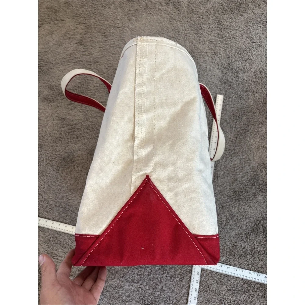 Vintage LL Bean Boat And Tote XL Jumbo Zip Top Bag Canvas Red Trim 1980s 1990s